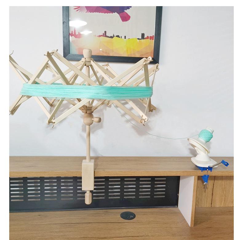 1pcs Manual Umbrella Shape Wooden Yarn Winder- Handcrafted DIY Knitting Crochet Tool for Wool Yarn Thread- No Electricity Needed