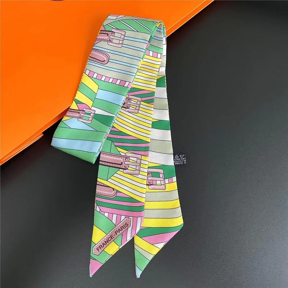 Long Lady Bag Silk Scarf Skinny Neck Hair Scarfs For Women Band Headwear Handbag Tie Ribbons  New Handle Wraps Summer
