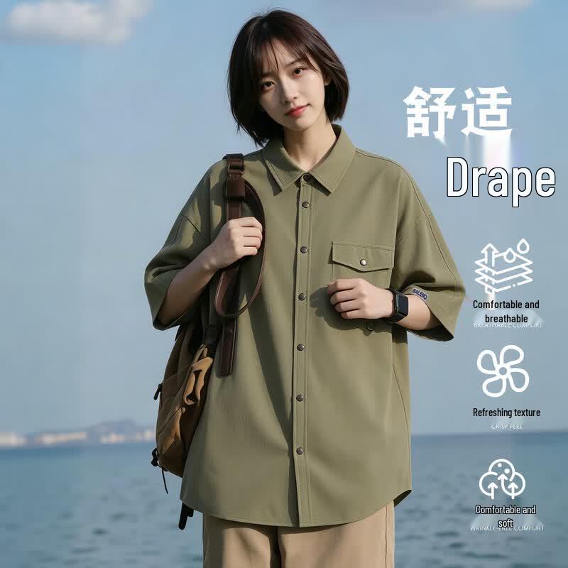 Baleno Men s Summer Loose Short Sleeve Lapel Shirt M