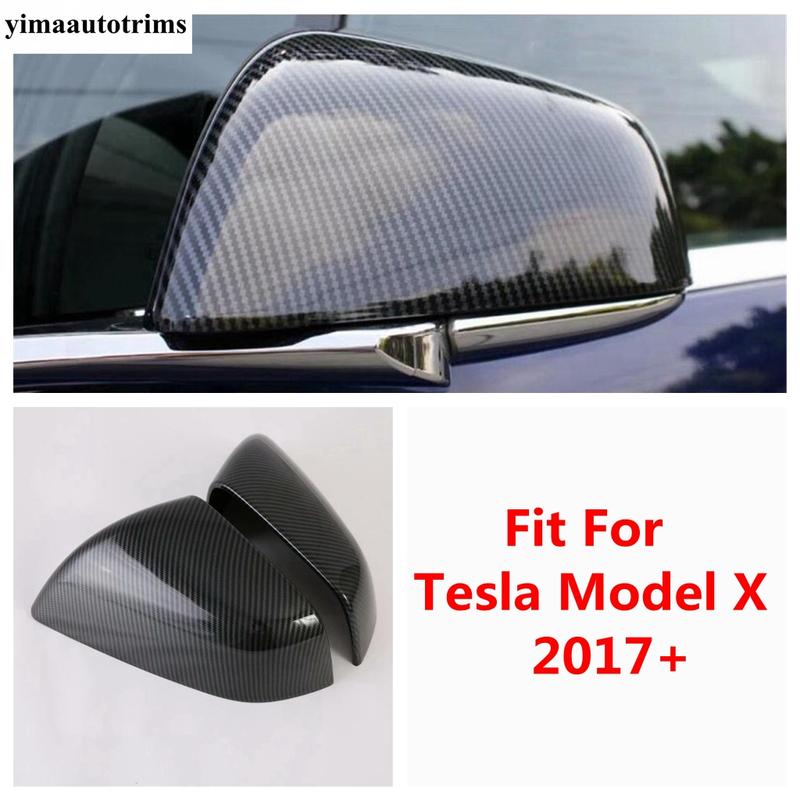

Side Rearview Mirror Cap Decoration Protection Cover Trim For Tesla Model X 2017 - Carbon Fiber Style Exterior Accessories
