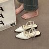 Beautiful pointed head low heel bag head sandals women's 2025 new summer with skirt high heels thick heel Mary Jane single shoes