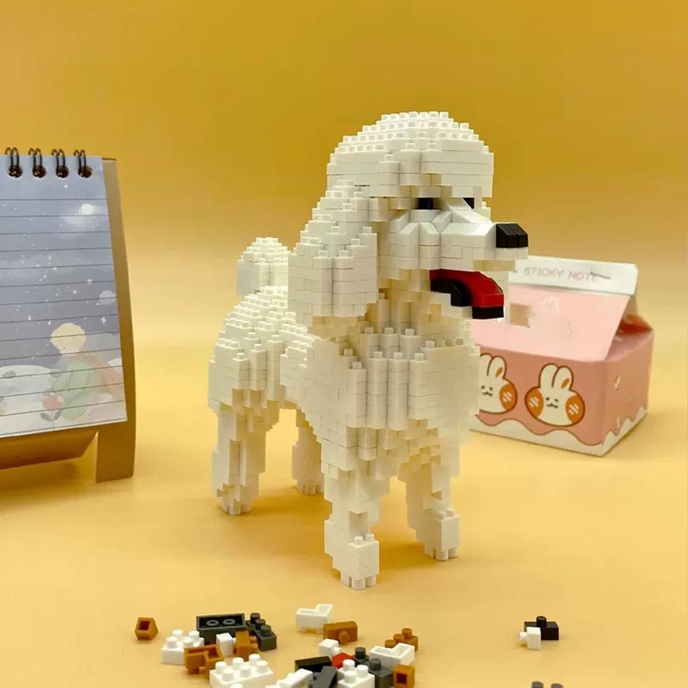 Cute Mini Blue - Eyed Husky DIY Micro Mini Building Blocks - Multiple Styles of Husky, Poodle, Bull Terrier for Holiday Gifts