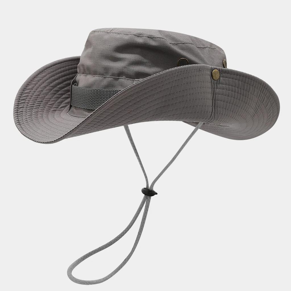 Maßgeschneiderter Logo-Druck Neuer Kordelzug Breiter Rand Fischerhut Herren Damen Sommer Atmungsaktiv Outdoor Surfen Bergsteigen Sonnenhut