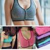 Womens Zip Front Wireless Padded Sports Bra Yoga Cami Push Up Support Top Vests