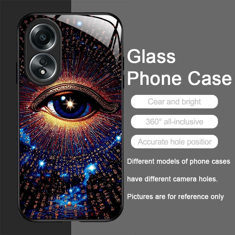 Retro Devil Eye Mysterious Totem Tempered Glass Phone Case for OPPO Realme 13 Pro Plus 12 11 10 9i C55 X7 GT Neo 2 3T Hard Cover
