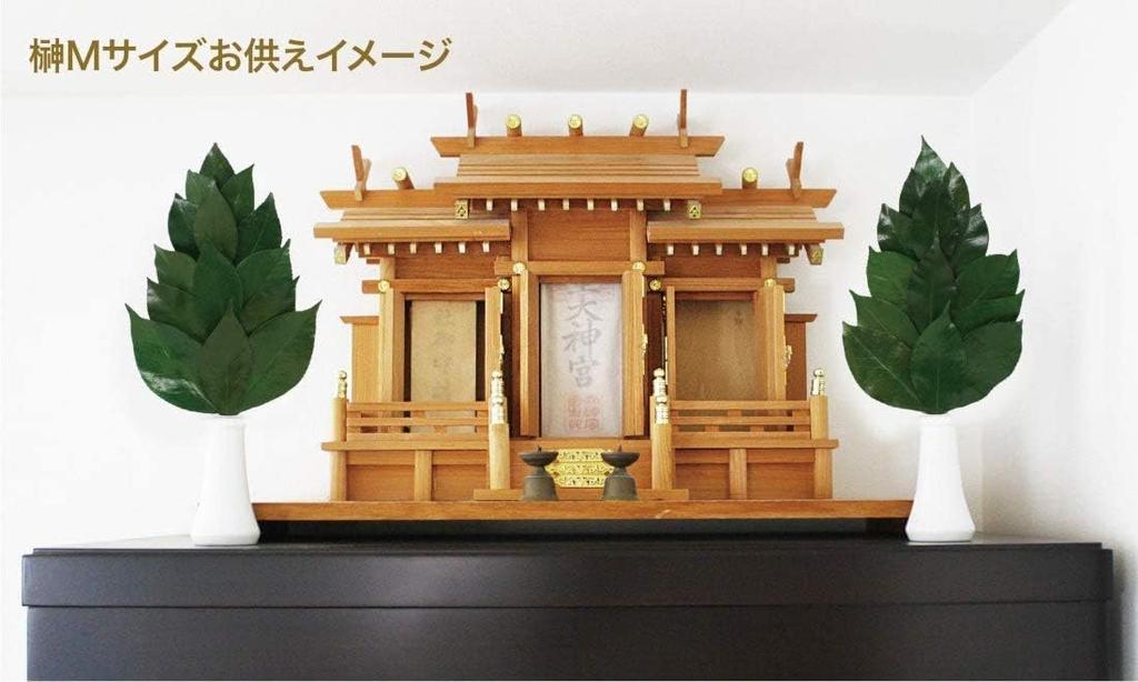 A&K Special Preserved Sakaki Trees (MV), Pair, Made In Japan, Medium Size, Approximately 34cm Tall X 14cm Wide, Maintains Beauty, No Water Changes