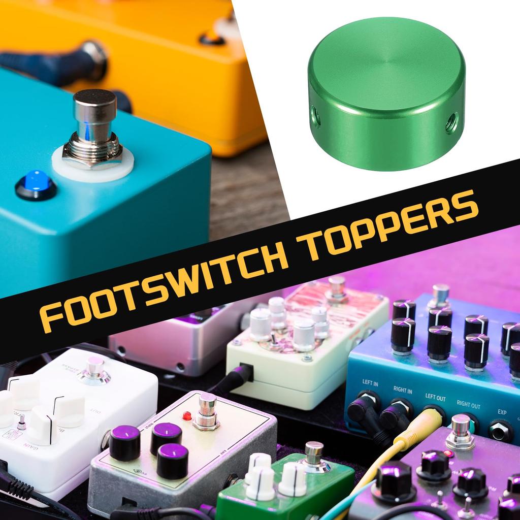uxcell 12pcs Foot Switch Toppers Guitar Pedal Button Caps Metal Foot Switch Top Covers Inch for Guitar Effect Pedal Green 3/8 Buttons,