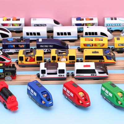 Kids RC Electric Trains Locomotive Magnetic Train Diecast Slot Toy Fit For Brio Wooden Railway Train Tracks Toys For Children