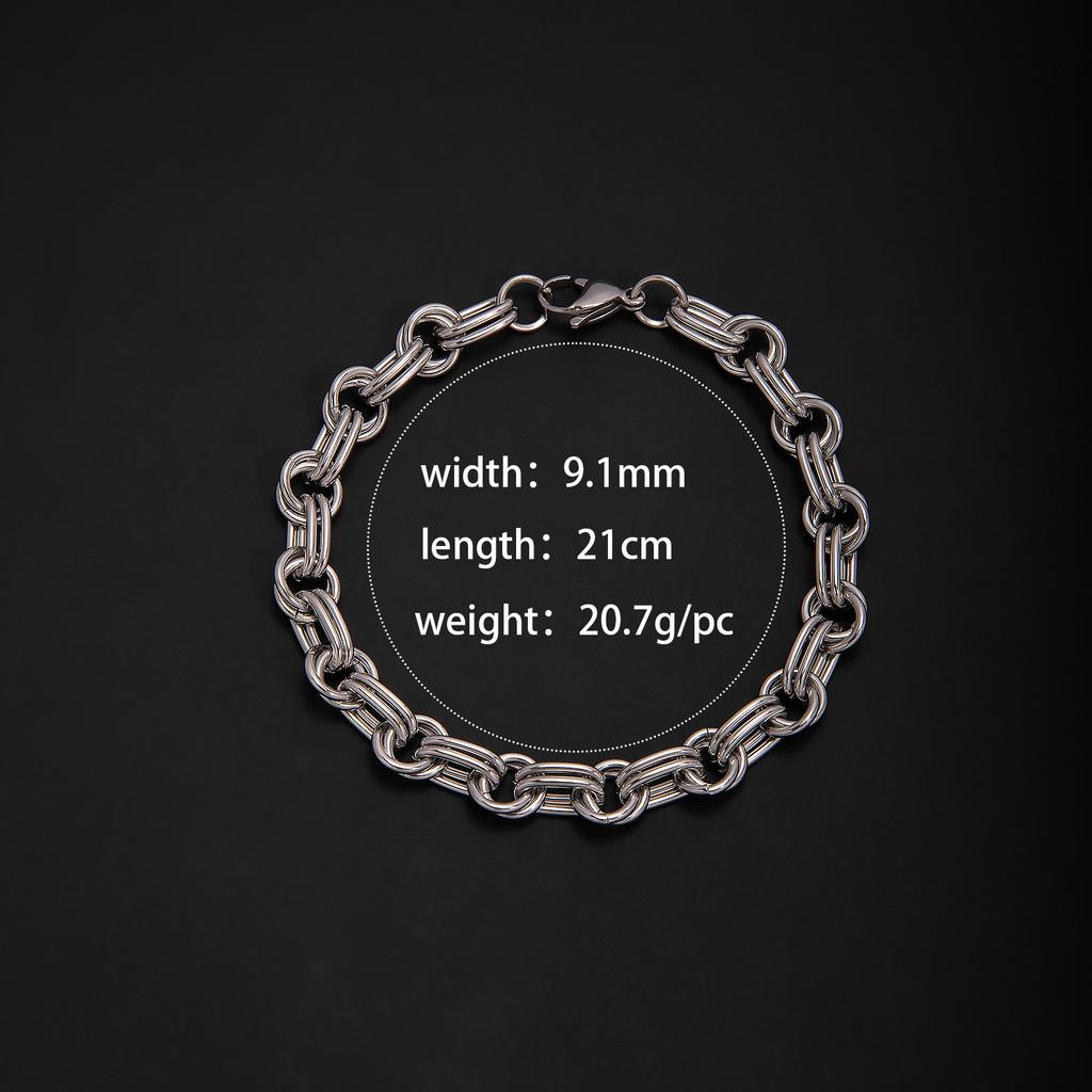 Stainless Steel Mixed Bracelet European and American Fashion Neutral High-end Chain Hip-hop Trend Punk Street