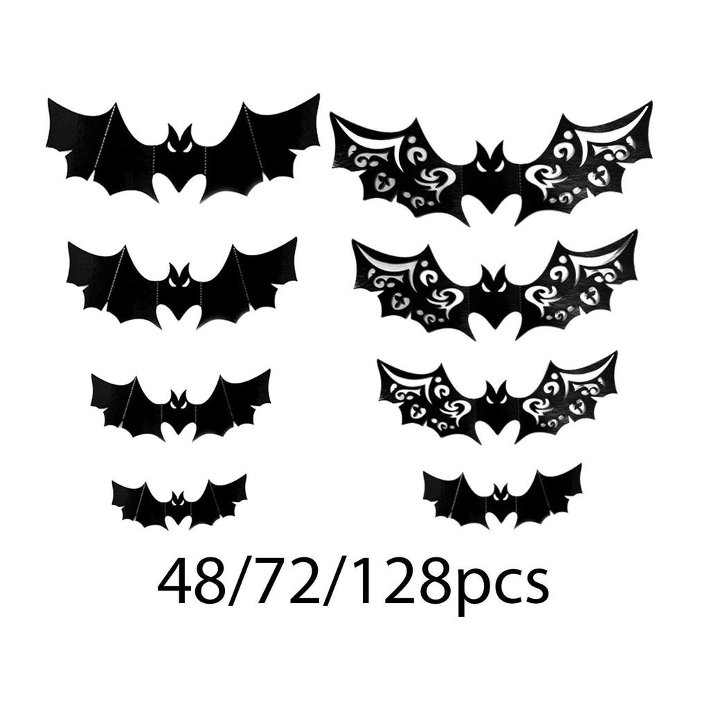 Halloween 3D Bat PVC Wall Stickers Wall Decals Black Decorative Spooky Four Sizes Halloween Decoration for Apartment Home DIY
