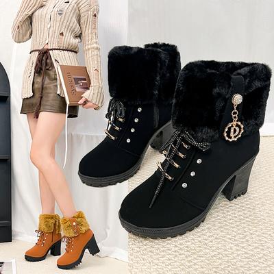 Mode Femmes Bottes Hiver Confortables Designer Chaussures à Talons Hauts pour Femmes 2025 Nouvelles Bottines Courtes à Plateforme Élégantes Zapatos De Mujer