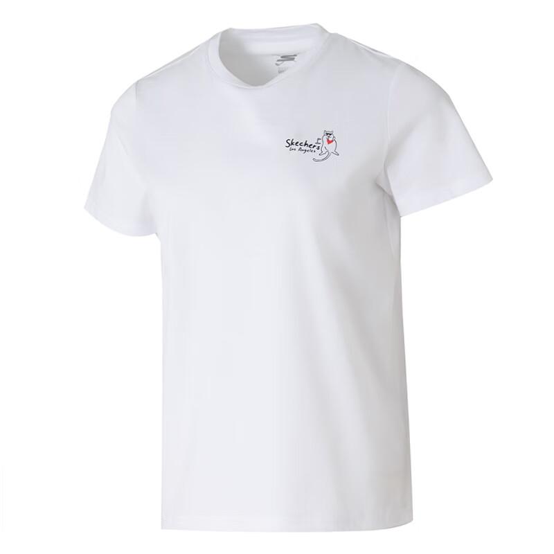Skechers Fashion Sports Series Breathable Round Neck Pullover Short Sleeve T-Shirt Women tops Bright-White P225W302-0019 XS