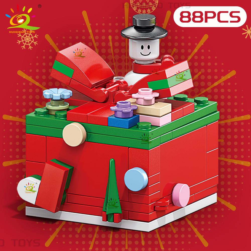 Non-Toxic 6In1 Christmas Tree Santa Claus Snowhouse Model Building Block Diy Elk Snowman Train Bricks Ornament Toys Adult Gift