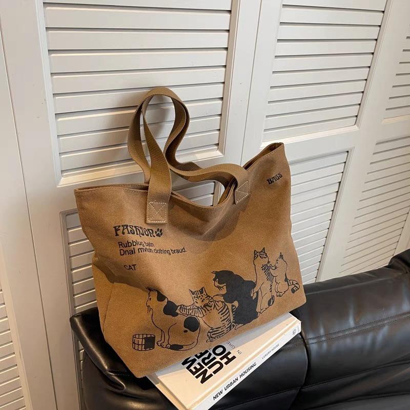 Frühling und Sommer Große Kapazität Canvas Tasche, Modische Damen Einzel Schulter Handtasche, Studentische Frühjahrs-Ausflugs-Reisetasche