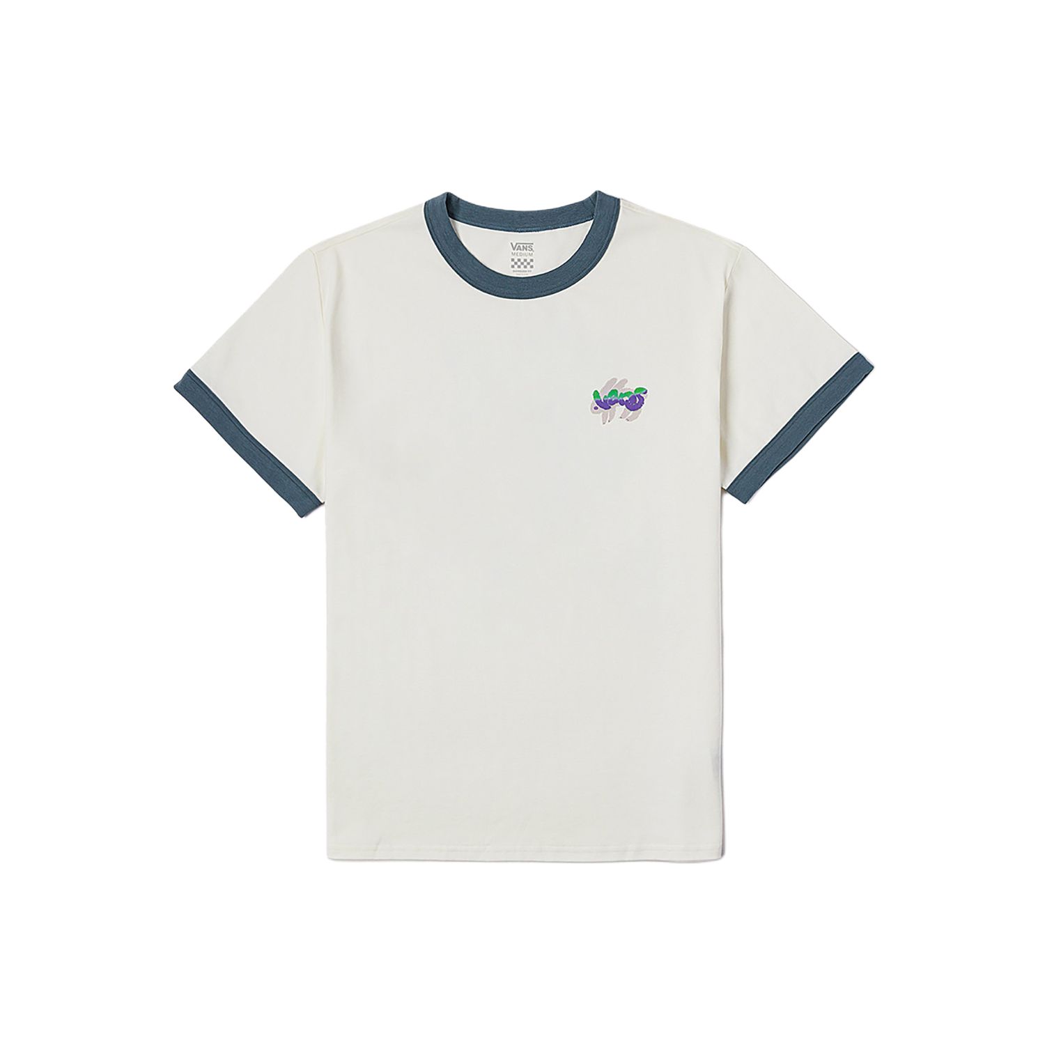

Vans Logo Embroidered Ringer Short Sleeve T-Shirt Off White Blue Unisex VN000NMMFS8 L