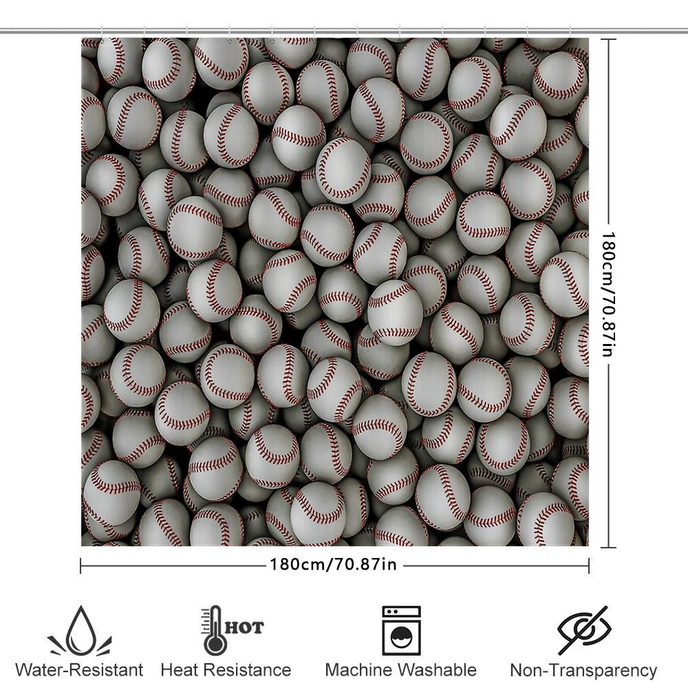 Baseball Shower Curtain Set Waterproof Sports Theme Bathroom Decor Vintage Baseball Lover Gift Home Decor Modern Style