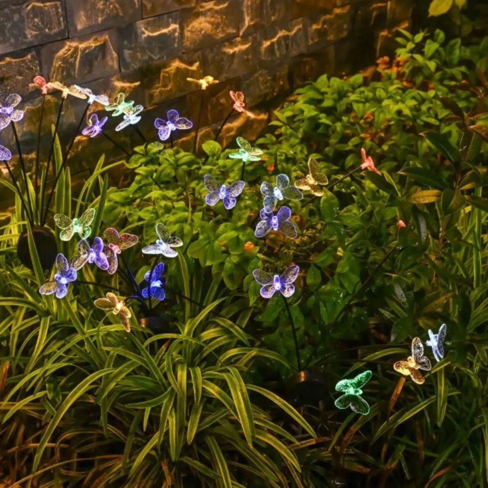 2 Modes Solar Butterfly Lights 6 LED Stake Lights Landscape Outdoor Decor Light Courtyard