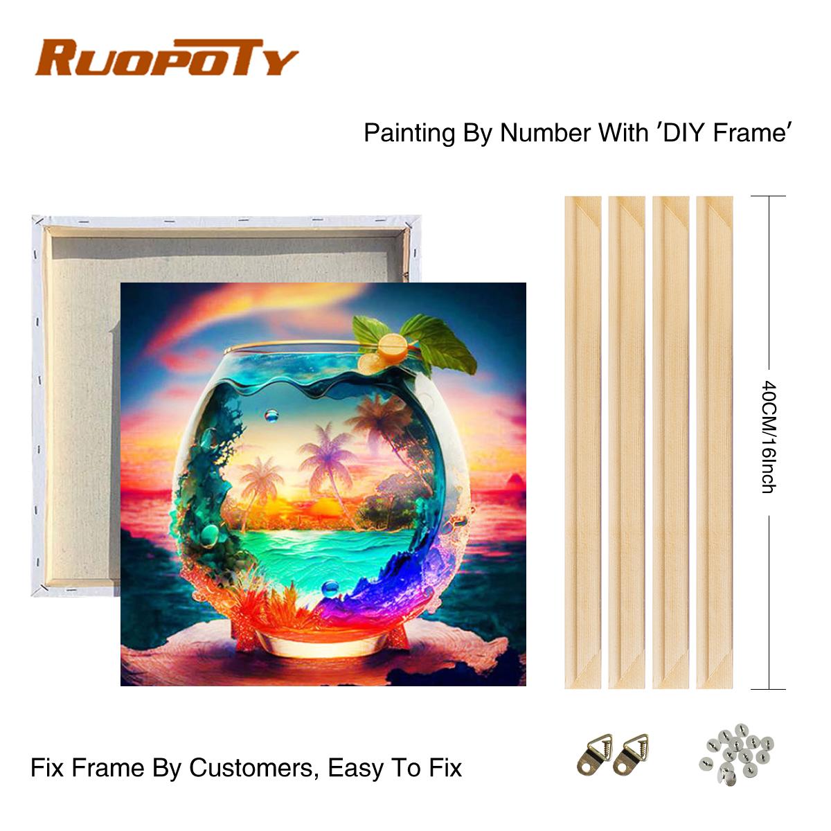 

Рамка для рисования по номерам для взрослых, наборы, пейзажное стекло, поделки своими руками, картина с номерами для украшения дома 40x40 40x40cm Diy Frame