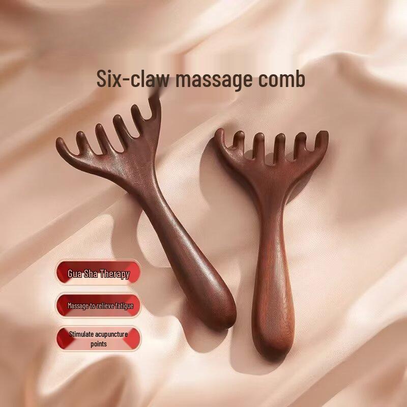 Home Simple Five-Prong Scalp Massager Comb - Claw Head Scratcher and Therapy Acupoint Muscle Stick