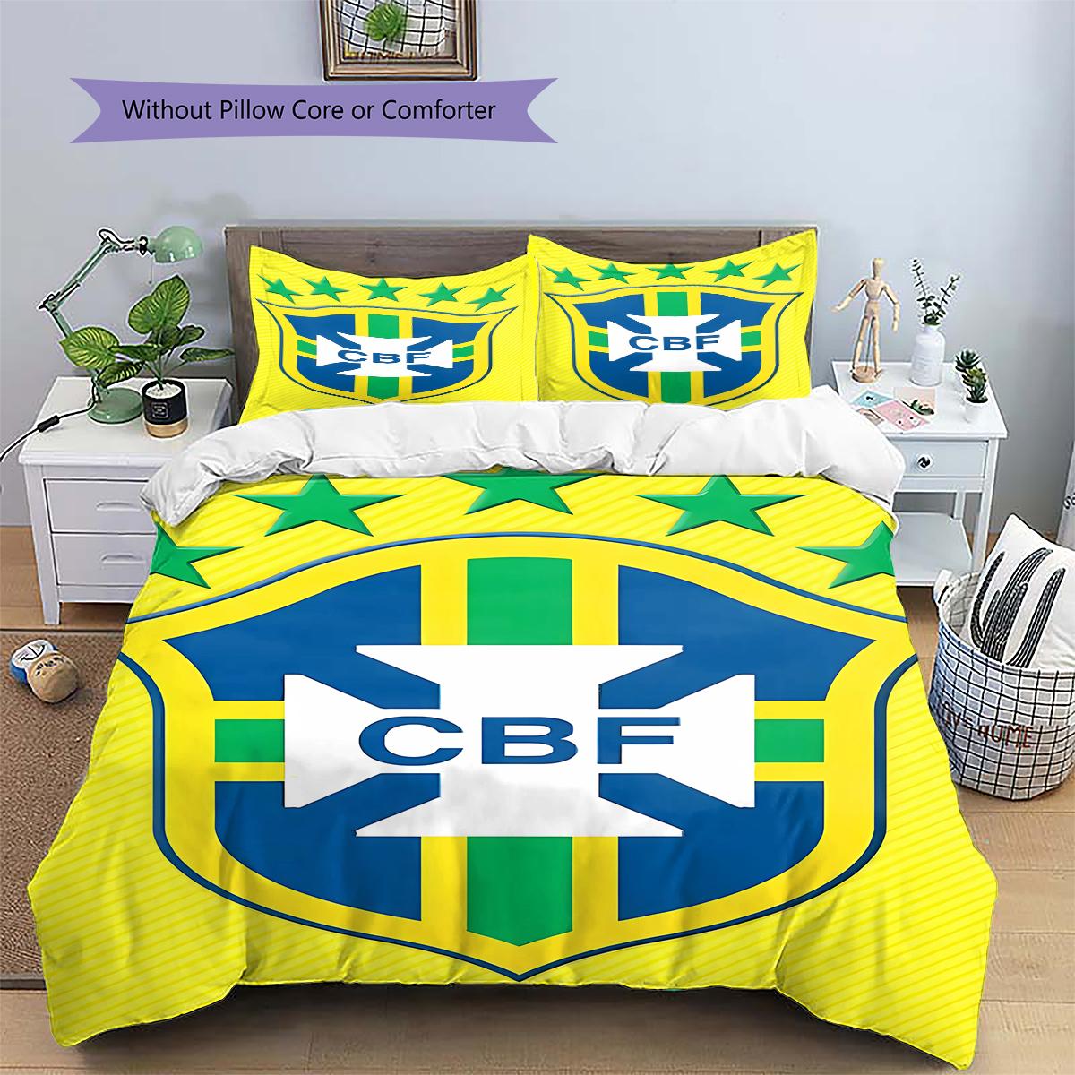 

Brazilian national football team LogoPattern Bedding,Quilt Cover Pillowcase Home Birthday Gift (1 * duvet cover + 2 * pillowcase, without core) 135x200cm