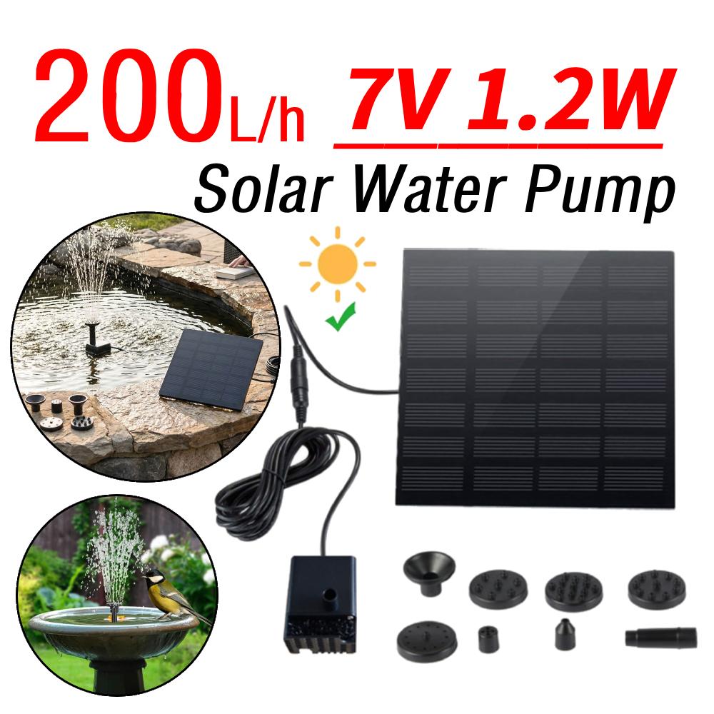 1.2W Solar Fountain 7V Summer Solar Panel DIY Solar Water Pump Kit for Outdoor Garden Solar Fountain Water Pump Decoration