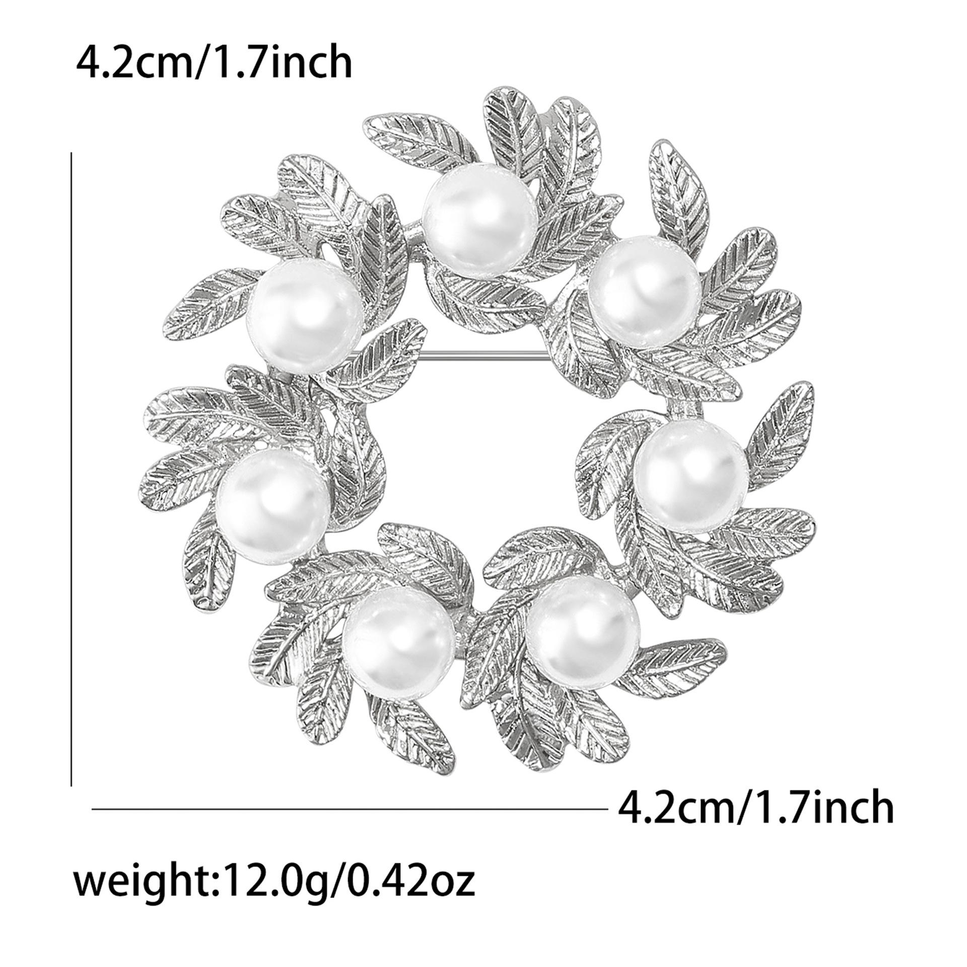 

Simulation Pearl Leaf Wreath Brooch for Women Unisex Plant Lapel Pins Party Accessories Valentine s Day Gifts