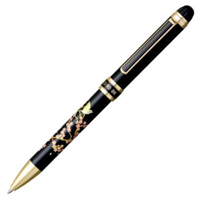 PLATINUM Platinum Fountain Pen Double Modern Pen and Red Ballpoint Pen Mechanical Pencil Sakura Nimejiro Multi-Function Pen, Action, Maki-e Design,