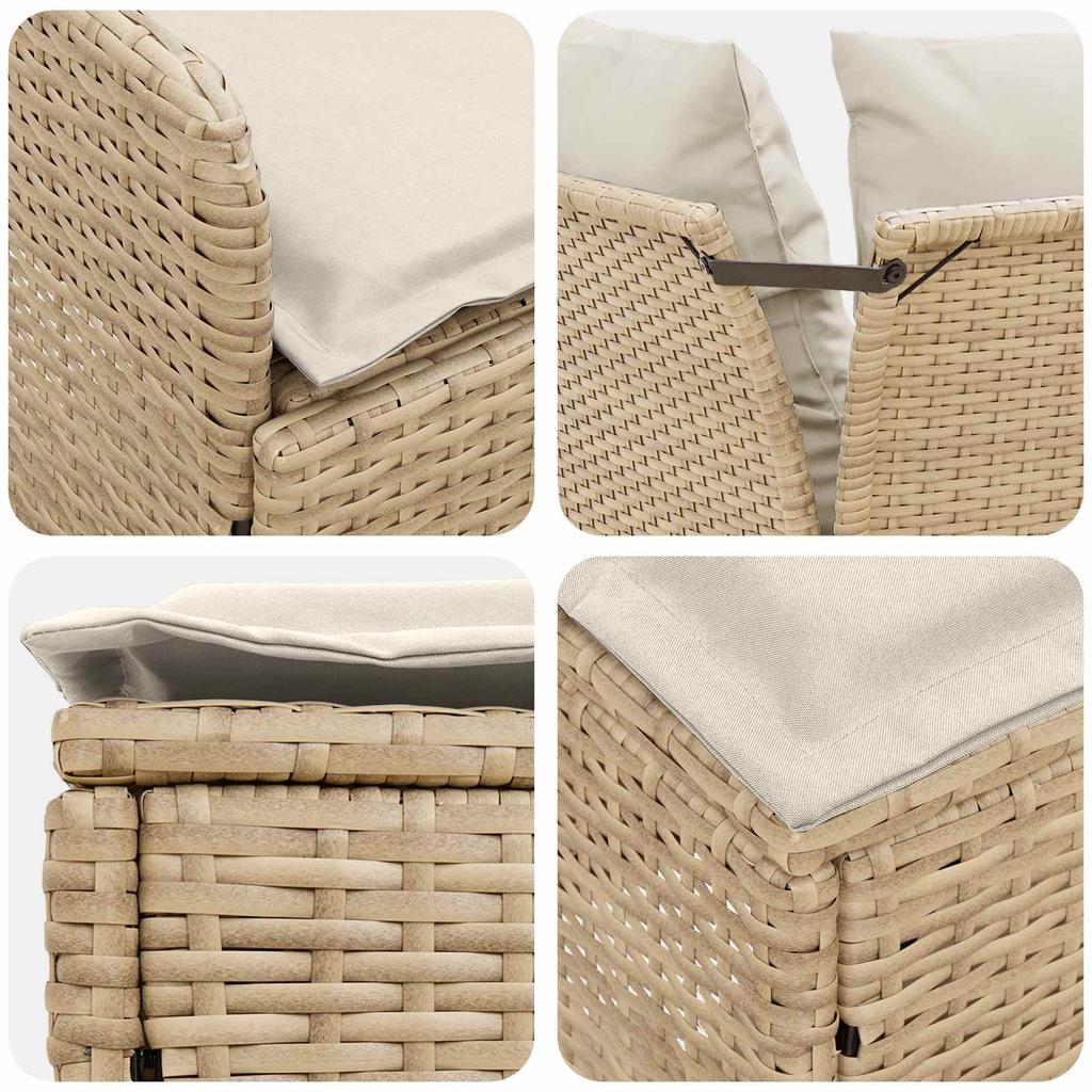 Garden Armchair Sofa with Corner Sofa 2 Pieces Beige and Cream PE Rattan