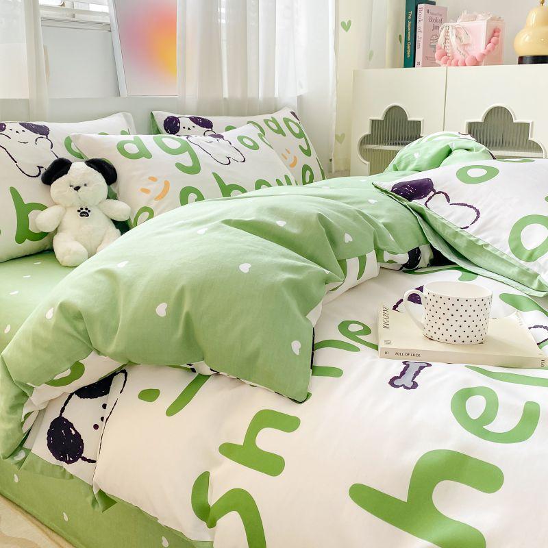 Sleep Grid 12868 Cotton Printed Four Piece Set