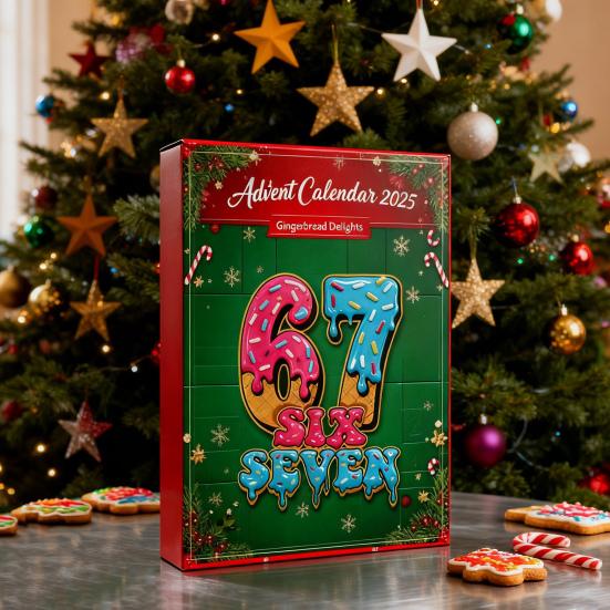 Calendrier de l'Avent de Noël avec 67 Ornements Suspendus d'Arbre de Noël en Acrylique 24