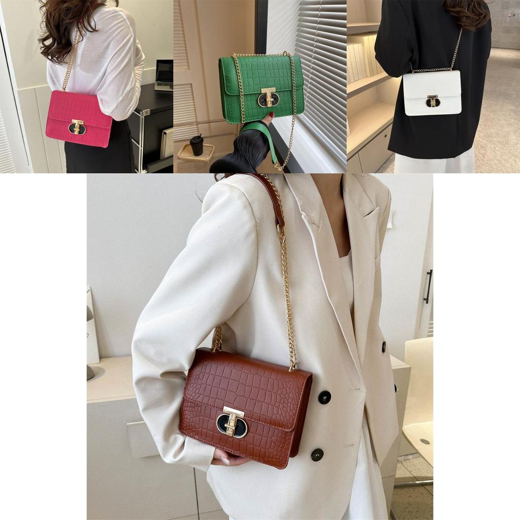 Schicke Stilvolle Quadratische Ketten Tasche Für Frauen In Schwarz Weiß Grün Braun Pink Für Herbst Mode