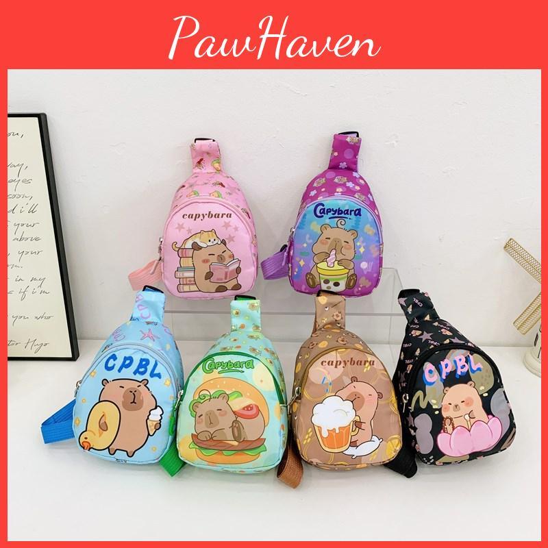 Kids Casual Crossbody Bag With Capybara Print And Light Nylon For Preschool And Kindergarten