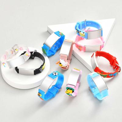 Free Personalized Custom Name ID Bracelet for Boys Girls, Cartoon Silicone Adjustable Wristband, Engraved Jewelry Gift for Kids