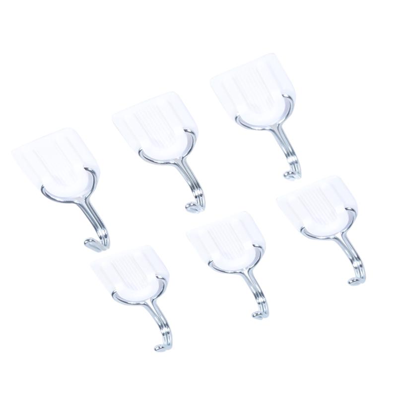 6Pcs/set Traceless Nailless Powerful Viscous Wall Hanging Hook for Kitchen Bathroom