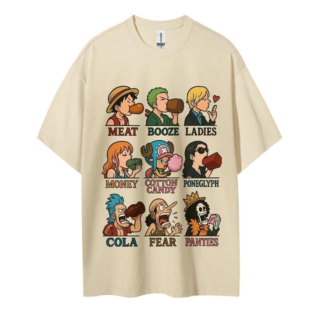 One Piece Cotton Unisex Round Neck Anime Tshirt Mens and Womens Boys and Girls Summer New Fashion Breathable Street TShirt