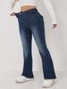 Puffanpop Women's High Waisted Stretchy Flare Jeans - Dark Wash Denim Bootcut Pants with Buttoned Back Pockets Slim Fit Bell Bottom Trousers