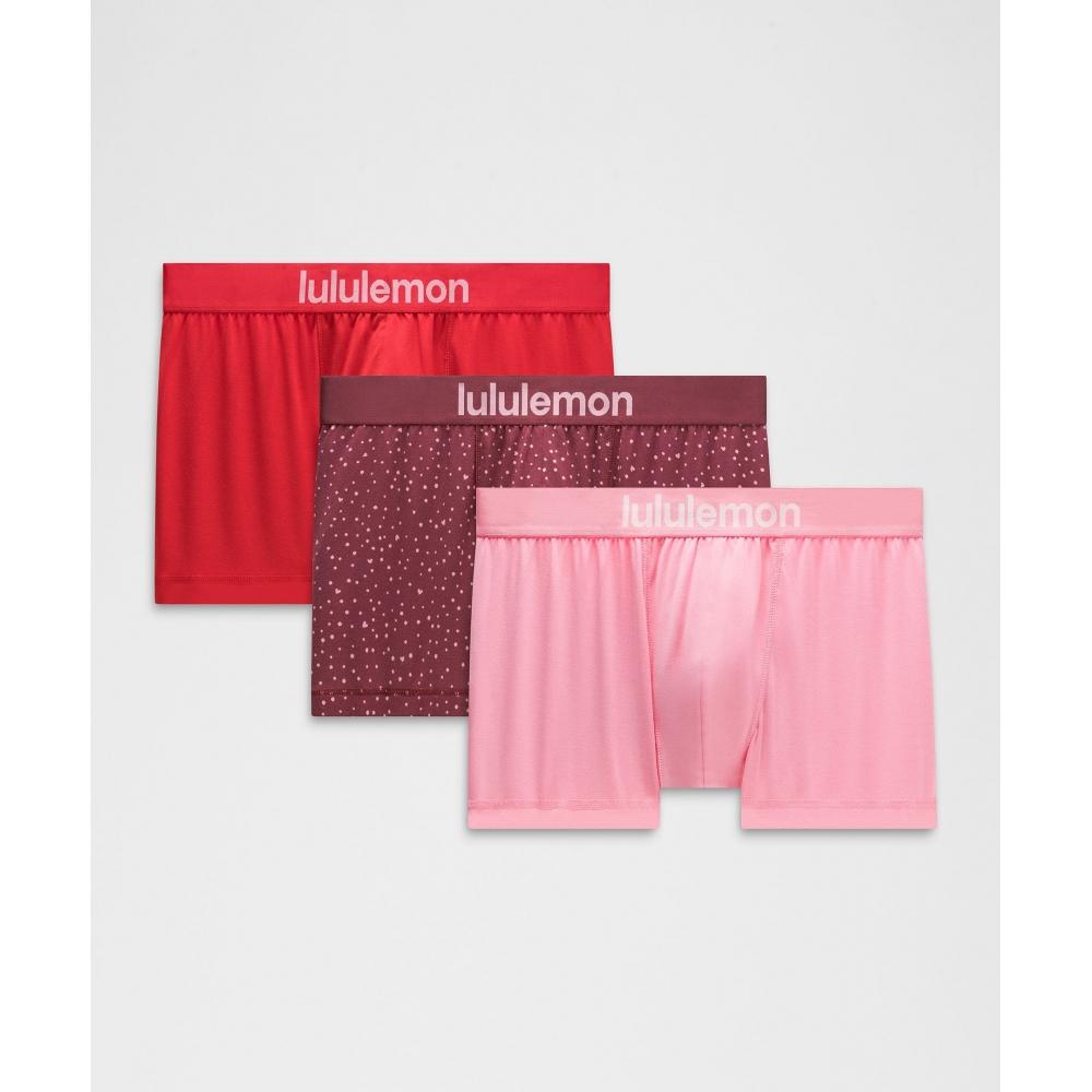 Lululemon Always In Motion Boxer Brief 3 3 Pack Heart Scatter Dot mIni Candy Cloud Burgundy Bay Candy Cloud Oxford Red
