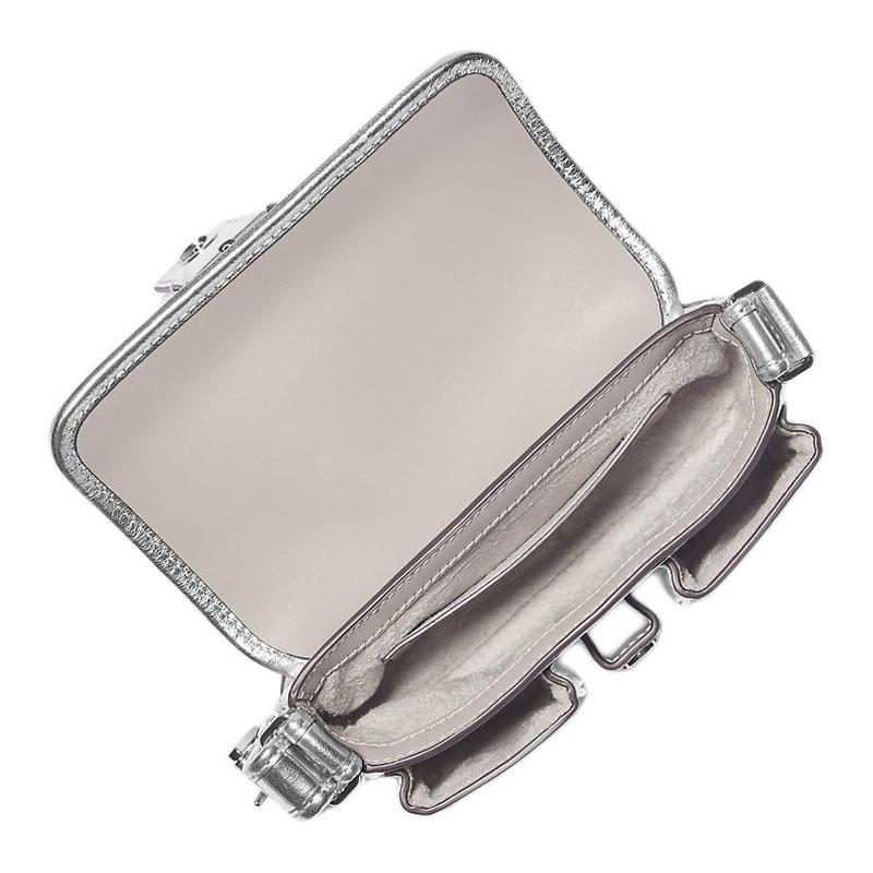 Michael Kors Colby metalen beslag verstelbare schouderband leren tote schoudertas mini dames zilver