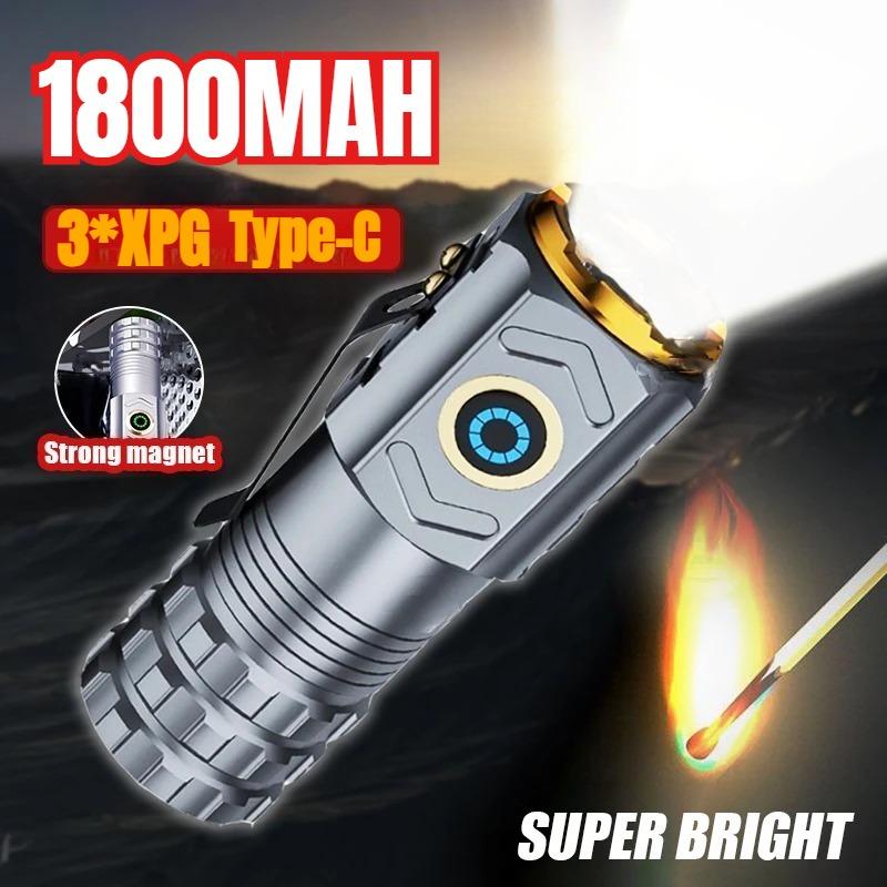 LED Strong Light Flashlight Rechargeable Multi Functional For Long Range Portable Outdoor Home Mini Flashlight Cap Clip Light