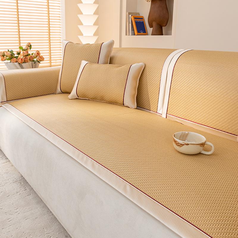 Natural Rattan Mat Sofa Mat  Summer New Non-Slip Seat Cushion Summer Ice Mat Solid Wood Sofa Cover