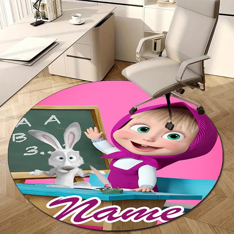 Personalized M-Masha and the Bear Round Chair Office Rug - Perfect for Mat, Office Chair & More - Ideal Gift for Birthdays and Holidays