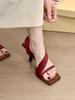Open-toed word with beautiful sandals women's summer wear temperament high-heeled slippers cool slippers