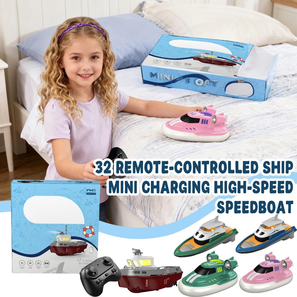 1/144 Scale RC Tugboat, 2.4GHz RC Electric Yacht Model With Lights, Remote Control For Pools Lakes