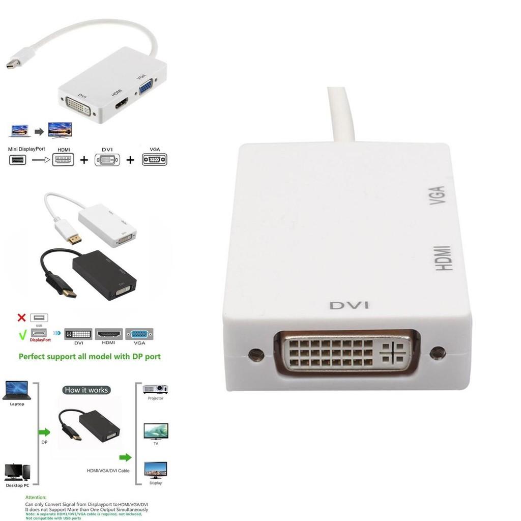 Mini Dp To Hdmi Dvi Vga 3in1 Adapter With Chipset For Macbook Pro Air Multi Monitor Setup