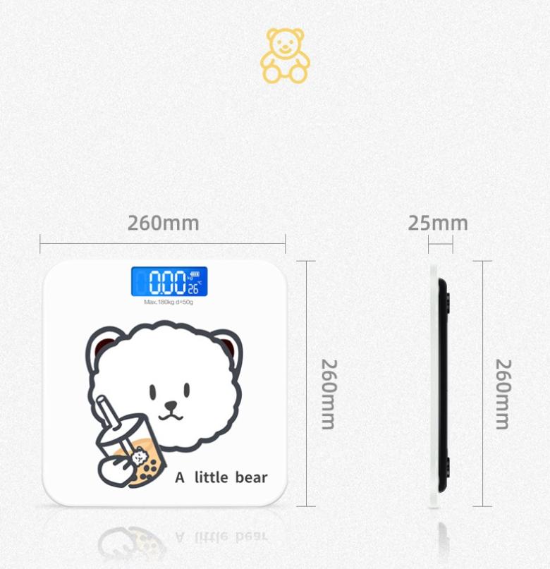 Cartoon Bear Bathroom Scales Led Body Weight Scale Electronic Balance Realme Digital Scale Bascula Smart Pesa Floor Scales