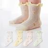 1 Pair Baby Cotton Mesh Ruffle Socks Thin Summer Crew Socks for Newborns Girls Breathable Seamless Soft Kids Socks for Infant & Toddler