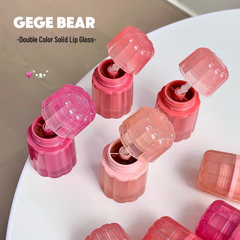 Gege Bear Dual-Tone Lip Gloss: Pure Desire, Glass-Finish, Long-Lasting, Student-Friendly