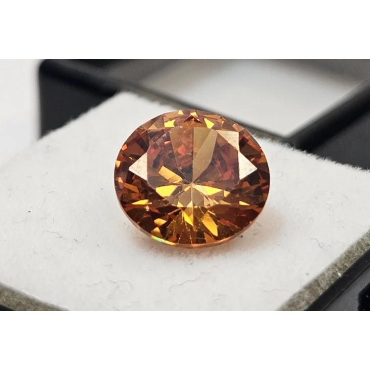 Orange Zircon Round Cut 6+ Ct Fabulous Certified Loose Gemstone