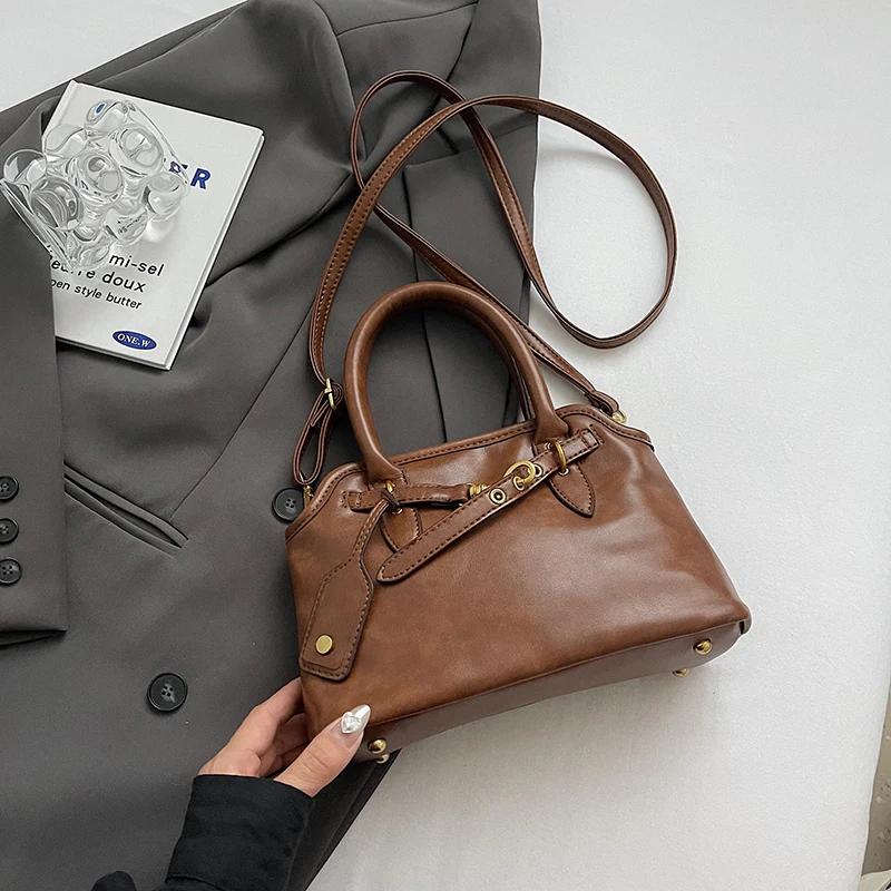 PU Artificial Leather Retro Tote Bag for Women Winter Trend  Fashion Handbags Lady Travel Shoulder Crossbody Bags