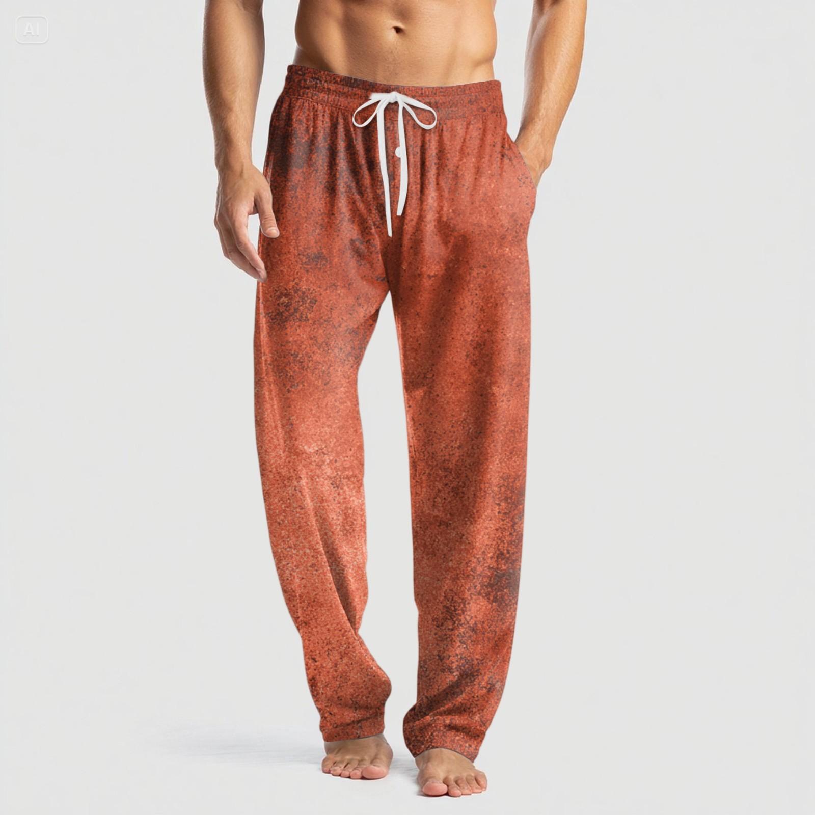 

Мужские вязаные повседневные брюки с карманом и принтом на Хэллоуин, пижамные брюки L оранжевый